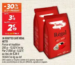 Netto 36 Dosettes Café Régal Netto aanbieding