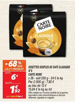 Netto Dosettes Souples De Café Classique N°5 Carte Noire aanbieding