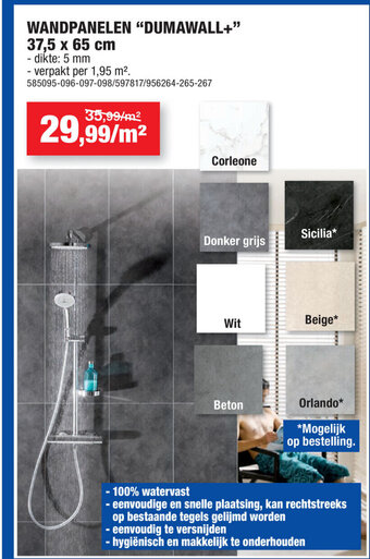 Hubo Wandpanelen Dumawall+ 37,5 x 65 cm aanbieding