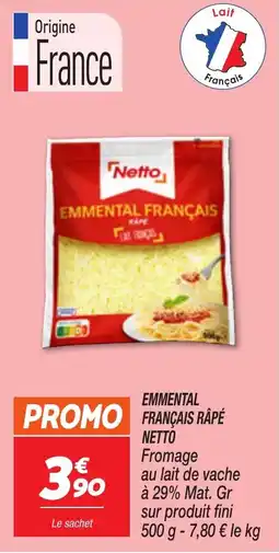 Netto Emmental Français Râpé Netto aanbieding