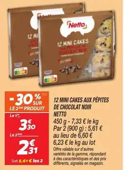 Netto 12 Mini Cakes Aux Pépites De Chocolat Noir Netto aanbieding