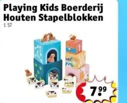 Kruidvat Playing Kids Boerderij Houten Stapelblokken aanbieding
