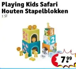 Kruidvat Playing Kids Safari Houten Stapelblokken aanbieding