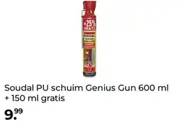 GAMMA Soudal PU schuim Genius Gun 600 ml + 150 ml gratis aanbieding
