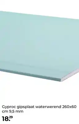 GAMMA Gyproc gipsplaat waterwerend 260x60 cm 9,5 mm aanbieding