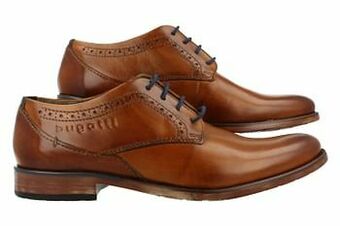 Berca Shoes Bugatti Geklede Veterschoen - Cognac aanbieding