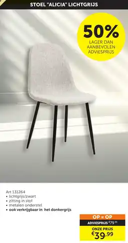 Zelfbouwmarkt Stoel alicia lichtgrijs aanbieding