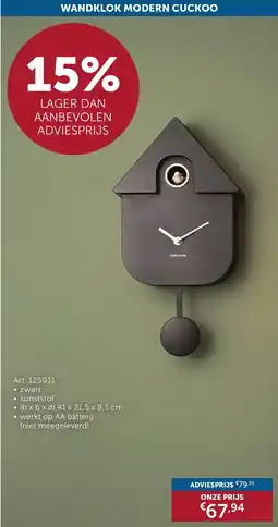 Zelfbouwmarkt Wandklok modern cuckoo aanbieding