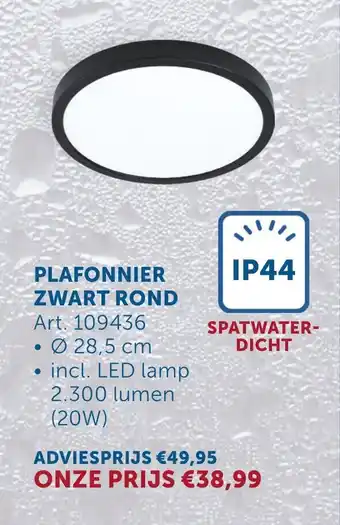 Zelfbouwmarkt Plafonnier zwart rond aanbieding