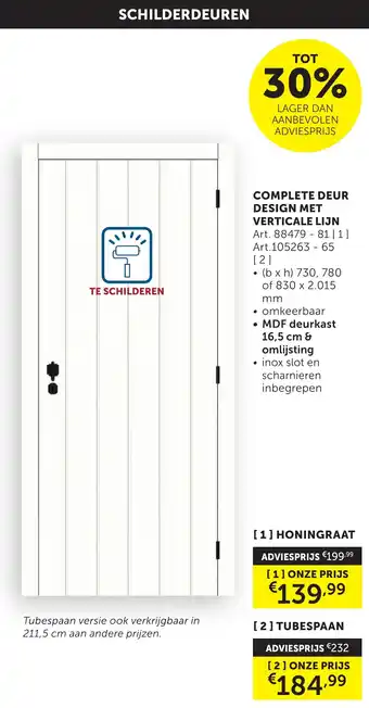 Zelfbouwmarkt Complete deur design met verticale lijn aanbieding