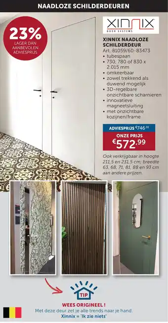 Zelfbouwmarkt Xinnix naadloze schilderdeur aanbieding