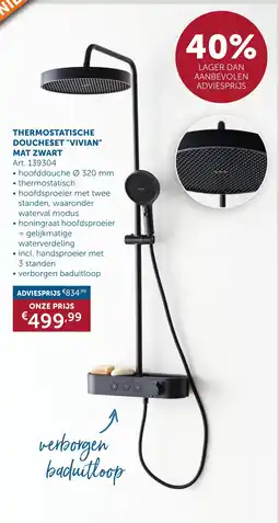 Zelfbouwmarkt Thermostatische doucheset vivian mat zwart aanbieding