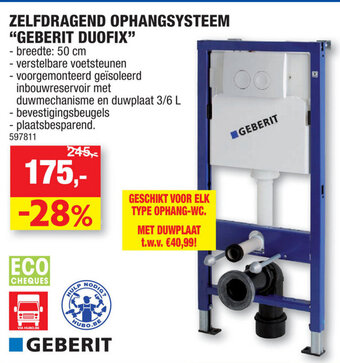 Hubo Zelfdragend Ophangsysteem Geberit Duofix aanbieding