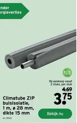 GAMMA Climatube ZIP buisisolatie, 1 m, ø 28 mm, dikte 15 mm aanbieding