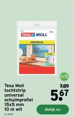 GAMMA Tesa Moll tochtstrip universal schuimprofiel 15x5 mm 10 m wit aanbieding