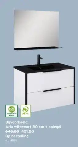 GAMMA Aria wit/zwart 80 cm + spiegel aanbieding