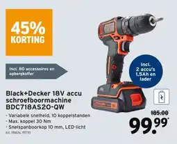 GAMMA Black+Decker 18V accu schroefboormachine BDC718AS20-QW aanbieding