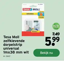 GAMMA Tesa Moll zelfklevende dorpelstrip universal 1mx38 mm wit aanbieding