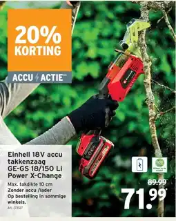 GAMMA Einhell 18V accu takkenzaag GE-GS 18/150 Li Power X-Change aanbieding