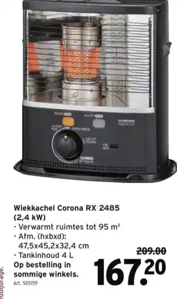 GAMMA Wiekkachel Corona RX 2485 (2,4 kW) aanbieding