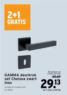 GAMMA GAMMA deurkruk set Chelsea zwart inox aanbieding