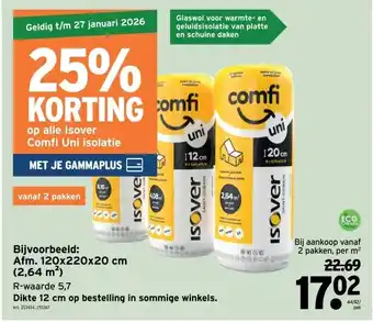 GAMMA Afm. 120x220x20 cm (2,64 m²) aanbieding