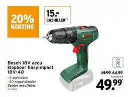 GAMMA Bosch 18v accu klopboor EasyImpact 18V-40 aanbieding
