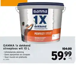 GAMMA GAMMA 1x dekkend streeploos wit 10 L aanbieding