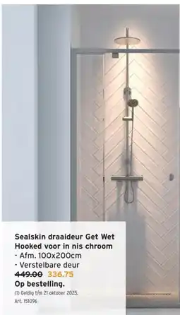 GAMMA Sealskin draaideur Get Wet Hooked voor in nis chroom aanbieding