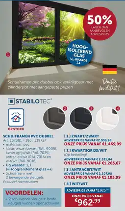 Zelfbouwmarkt Stabilotec schuiframen pvc dubbel aanbieding