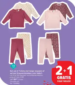 Carrefour Set van 2 T-shirts met lange mouwen of set van 2 kousenbroeken voor baby's aanbieding