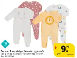 Carrefour Set van 2 eendelige fluwelen pyjama's aanbieding