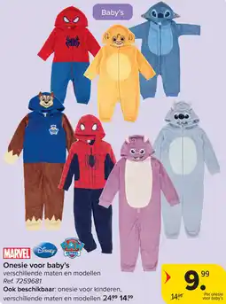 Carrefour Marvel onesie voor baby's aanbieding