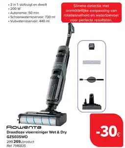 Carrefour Rowenta Draadloze vloerreiniger Wet & Dry GZ5035WO aanbieding