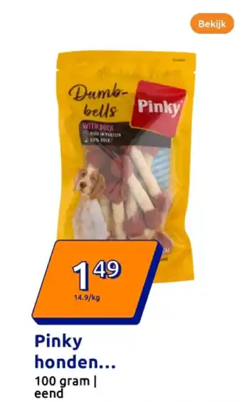 Action Pinky hondensnack Duck Dumbbells aanbieding