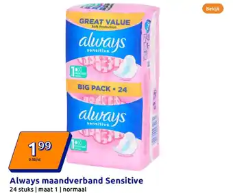 Action Always maandverband Sensitive aanbieding