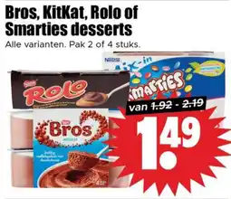 Dirk Bros, KitKat, Rolo of Smarties desserts aanbieding