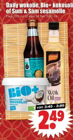 Dirk Daily wokolie, Bio+ kokosolie of Sum & Sam sesamolie aanbieding