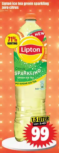 Dirk Lipton ice tea green sparkling zero citrus aanbieding