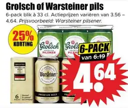 Dirk Grolsch of Warsteiner pils aanbieding