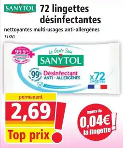 Norma Sanytol 72 lingettes désinfectantes aanbieding