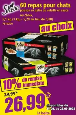 Norma Sheba 60 repas pour chats aanbieding