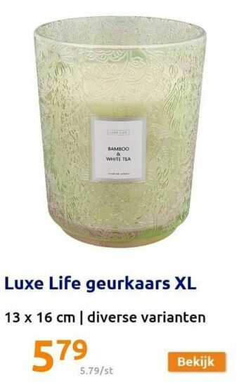 Action Luxe life geurkaars xl aanbieding