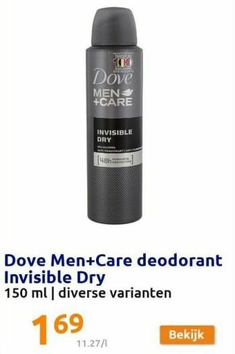 Action Dove men+care deodorant invisible dry aanbieding