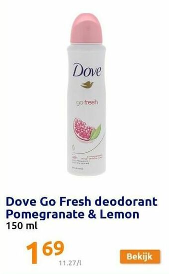 Action Dove go fresh deodorant pomegranate + lemon aanbieding
