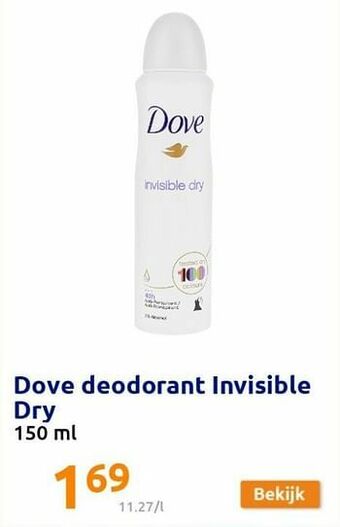 Action Dove deodorant invisible dry aanbieding