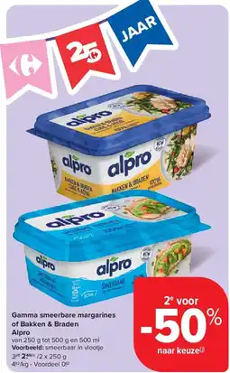 Carrefour Gamma smeerbare margarines of Bakken & Braden Alpro aanbieding