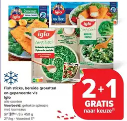 Carrefour Fish sticks, bereide groenten en gepaneerde vis Iglo aanbieding
