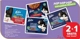 Carrefour Natvoer in pouches voor katten Felix aanbieding