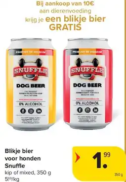 Carrefour Blikje bier voor honden Snuffle aanbieding